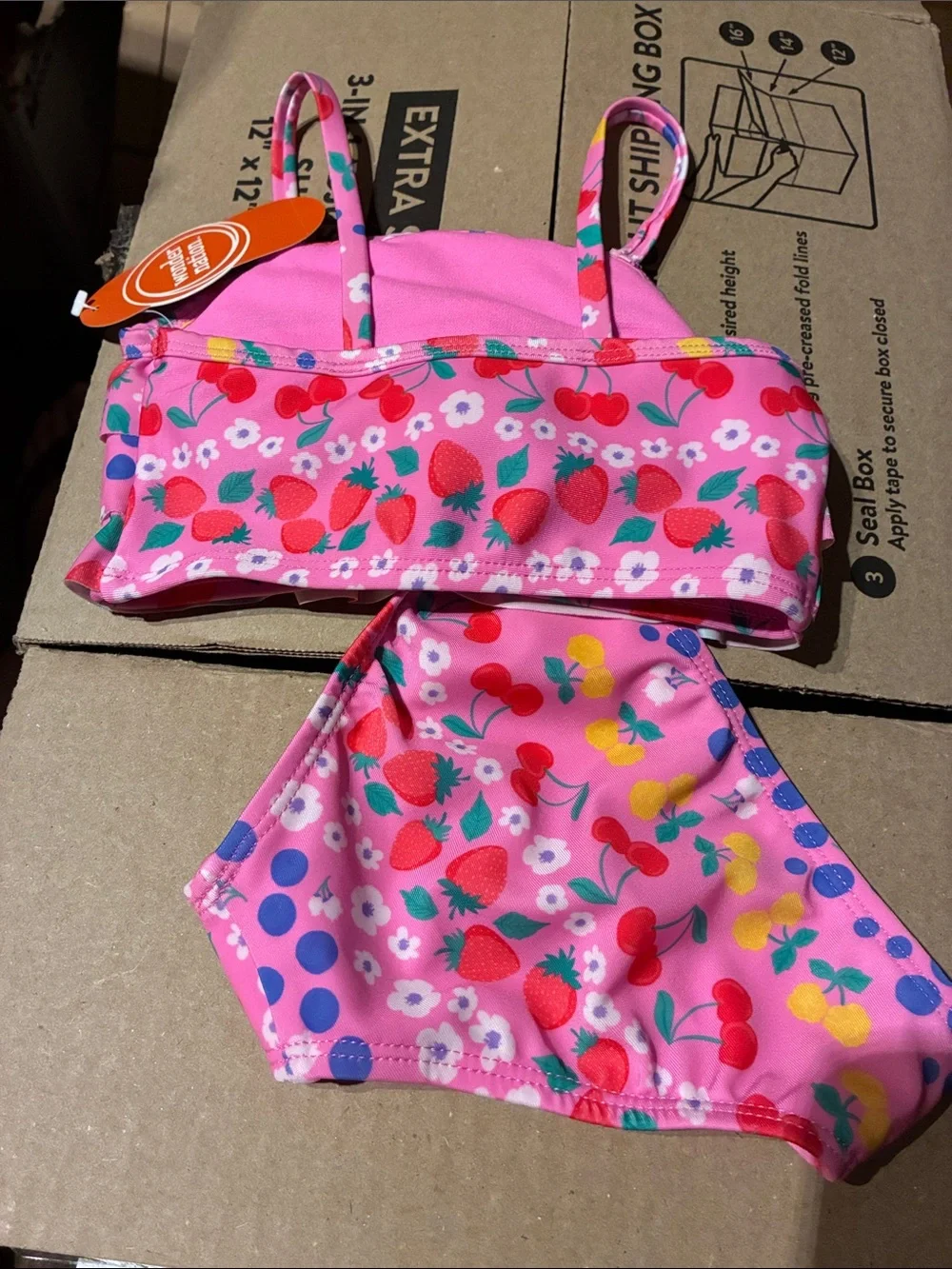 Old Navy Pink Strawberry & Cherry Two-Piece Swim Set
